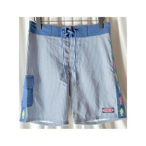 Vineyard Vines Men's Blue White
Striped Swim Trunks Bathing Suit Board
Shorts 28